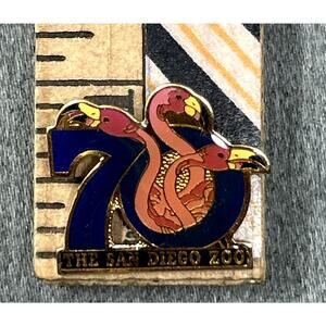 Vintage 1986 San Diego Zoo 70th Anniversary Flamingos Pin Gold Tone Taiwan